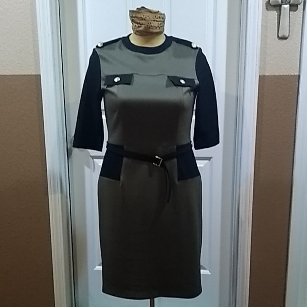 J. Taylor Olive Green & Black Dress